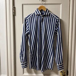 Hugo Boss T-Christo Cotonificio Albini Blue and White Striped Men's Shirt